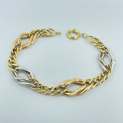دستبند طلا اکسترا زرد و سفید و رزگلد ۱۸۹۴
